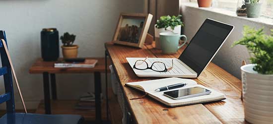 Laptop on desk