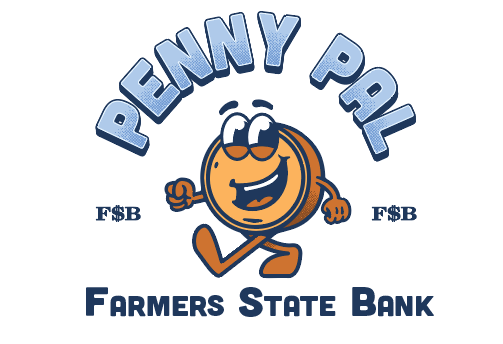 A cartoon image of a penny