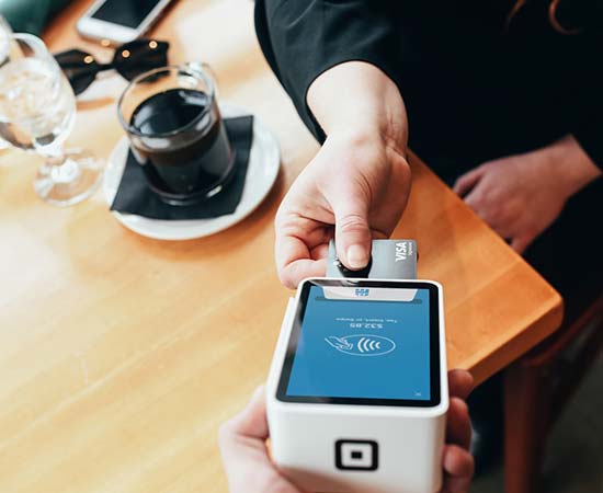 Using card reader to make payment.