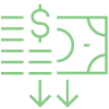 Dollar and down arrows.